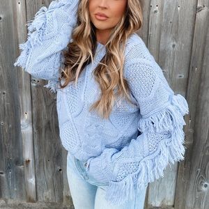 BLUE FRINGE SWEATER